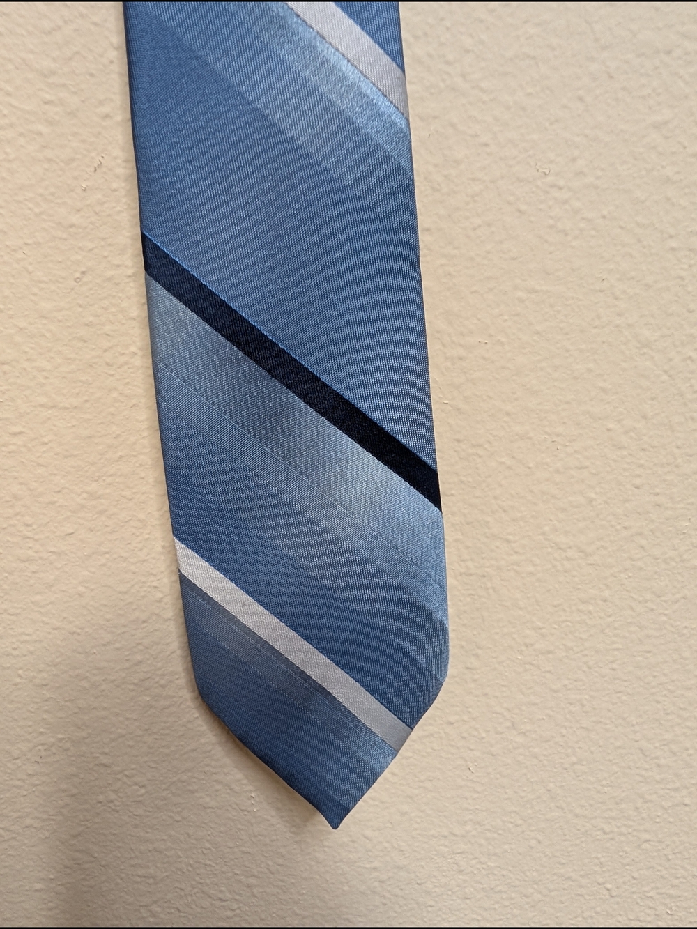 Wembley WemSilk Tie Steel Blue Stripe Repp Vintage Silk Blend